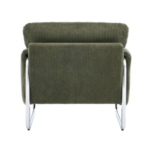 Fauteuil vintage velours côtelé armature chromée VINTAGE