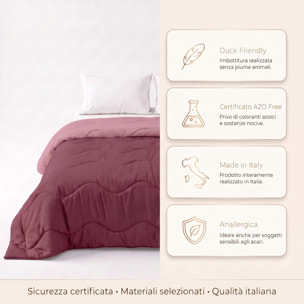 Trapunta invernale bicolor Made in Italy in microfibra di poliestere - Zephir/Rosa