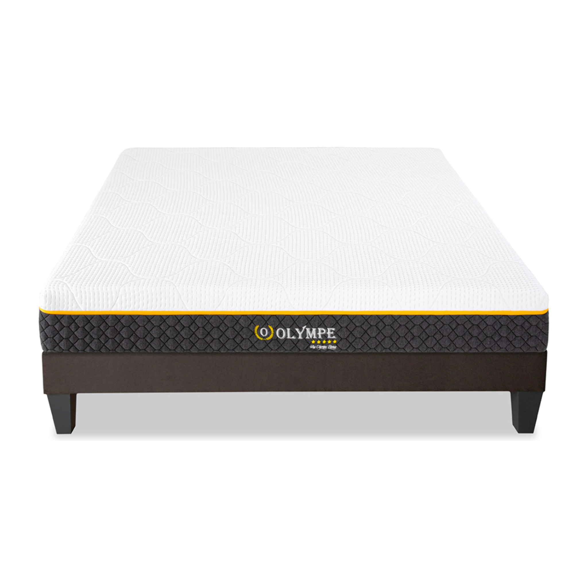 Ensemble Matelas Olympe & Sommier Kit15, 21 cm, Mémoire de Forme, Technologie Tri-Lattes, Soutien Ferme, Déhoussable