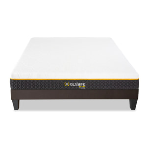 Ensemble Matelas Olympe & Sommier Kit15, 21 cm, Mémoire de Forme, Technologie Tri-Lattes, Soutien Ferme, Déhoussable