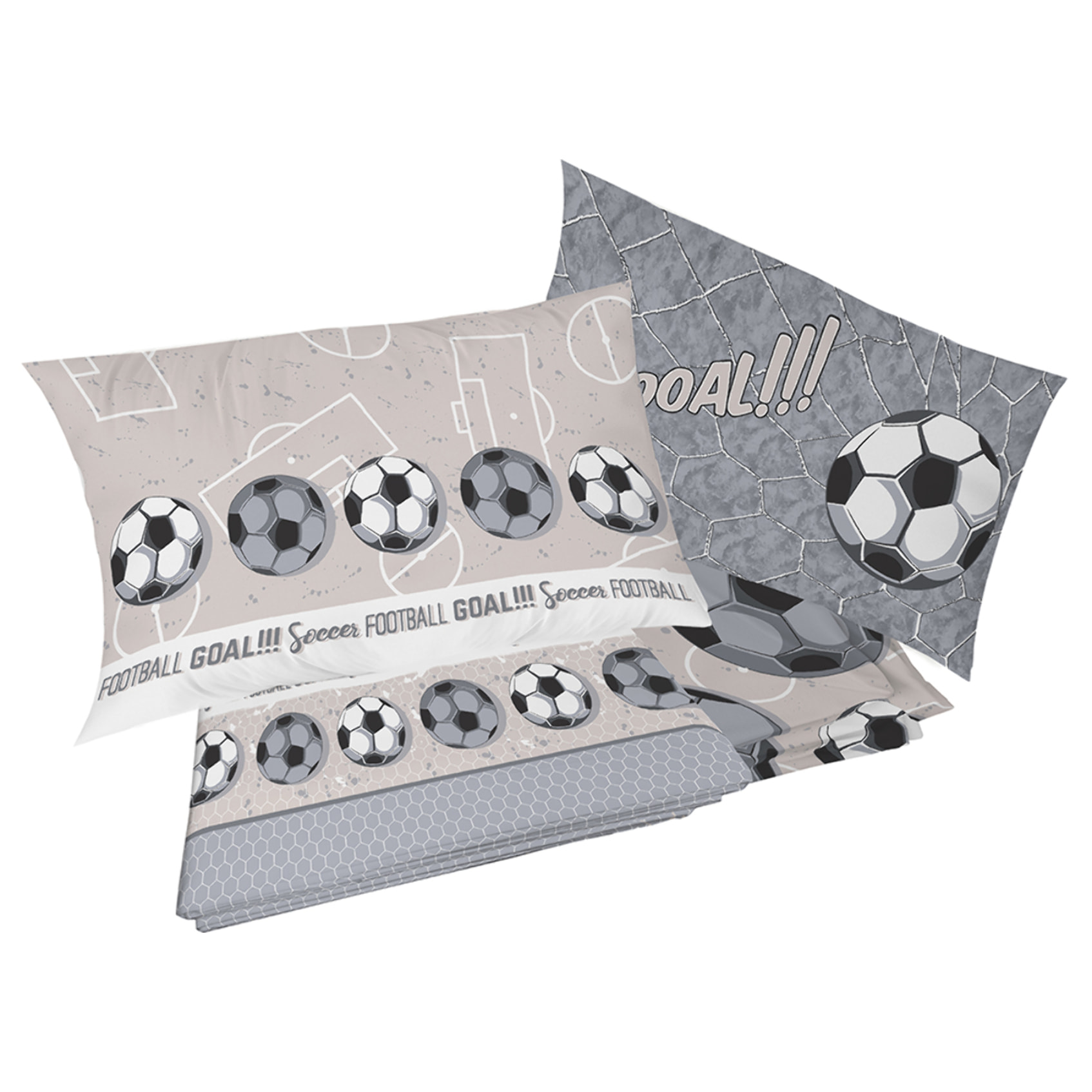 Completo letto calcio grigio 100% cotone