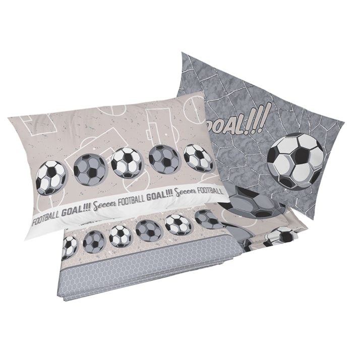 Completo letto calcio grigio 100% cotone