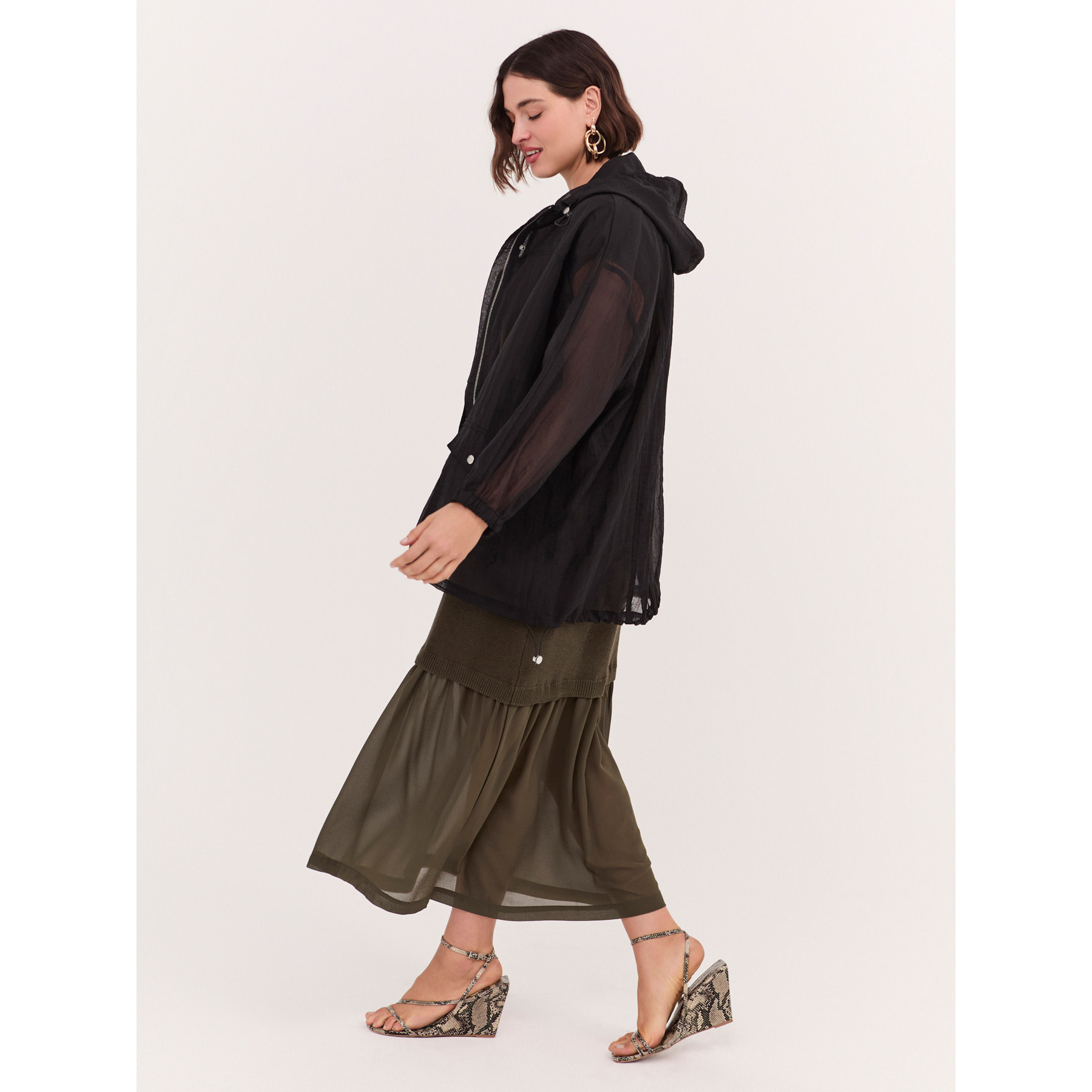 Fiorella Rubino - Parka de voile con capucha - Negro