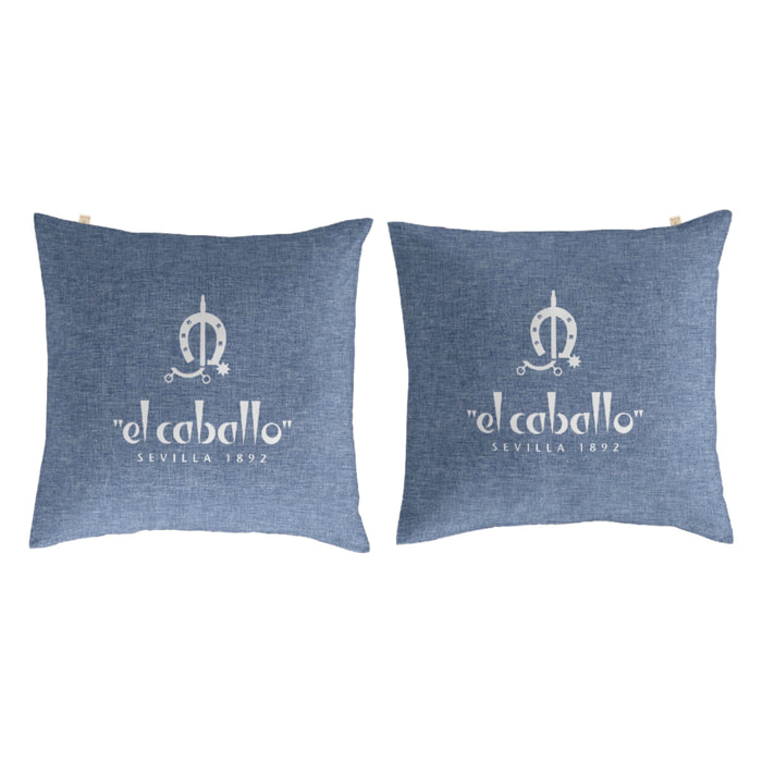 2 Fundas de almohada 50x50 cm azul BASIC - 100% algodón -