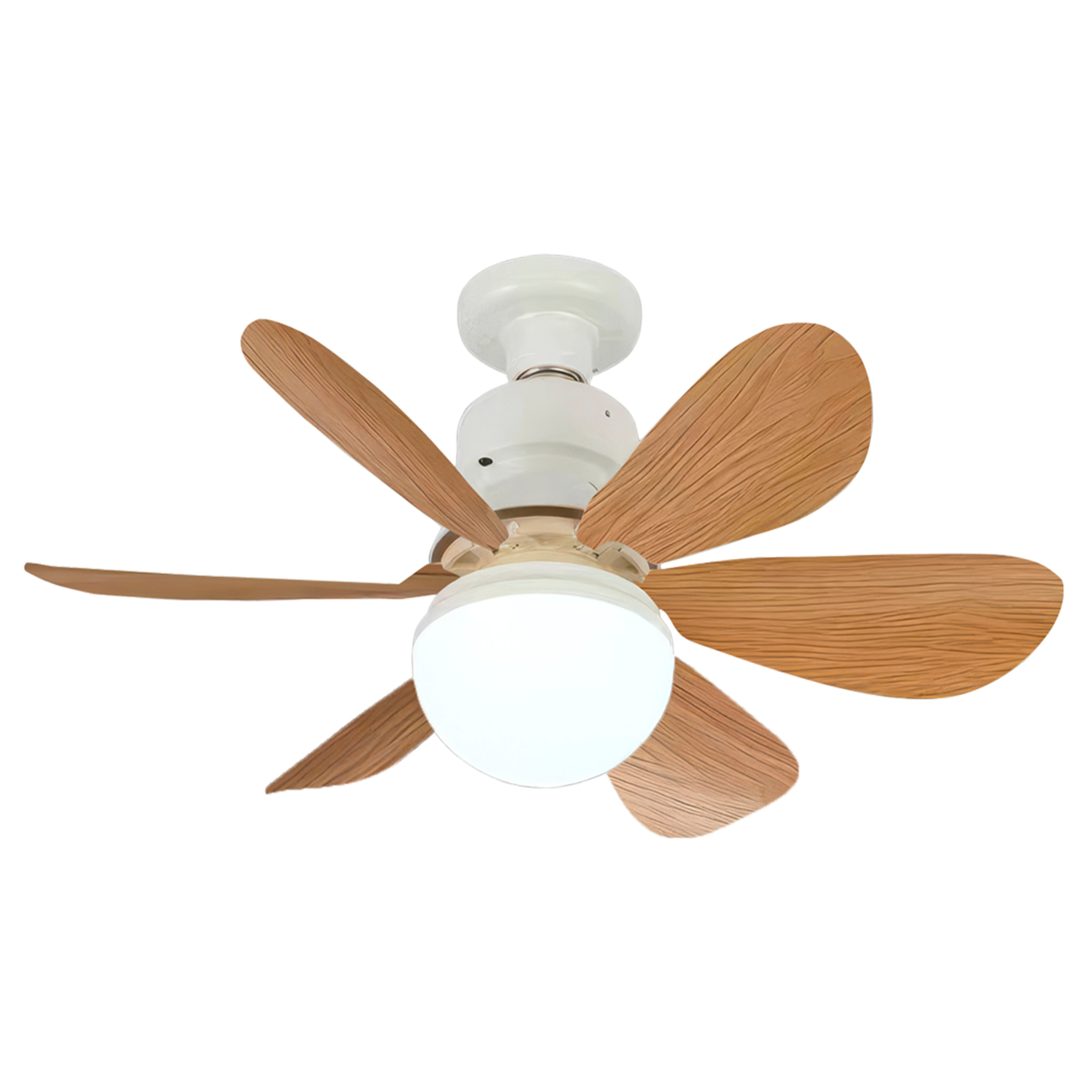 Ventilador de techo FS-HX-R520-B de 52 cm. Adaptador E27, 3 velocidades y luz LED regulable de 18 W. Incluye mando a distancia.