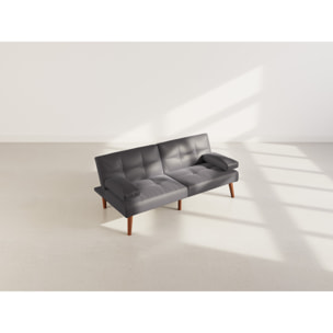 Philae - Canapé convertible clic-clac 2 places - en simili - Noir