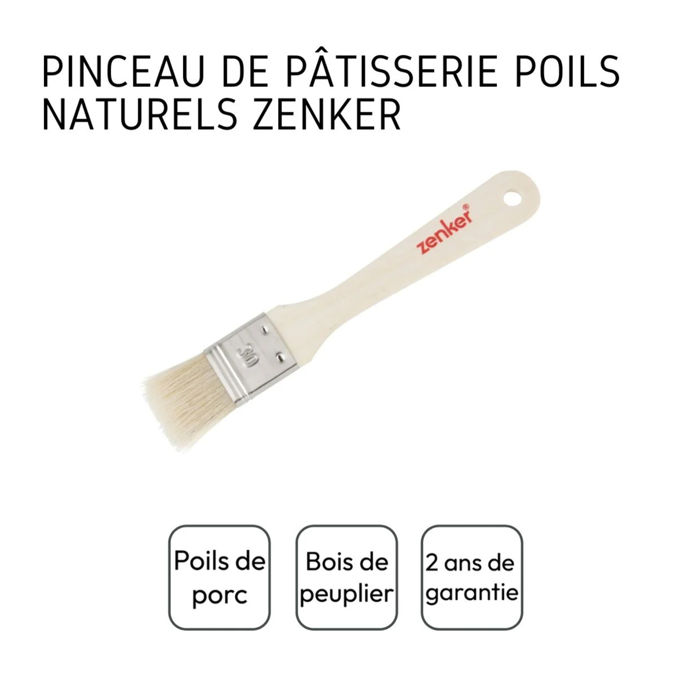 Pinceau de cuisine et de pâtisserie 19 cm en poils naturels Zenker