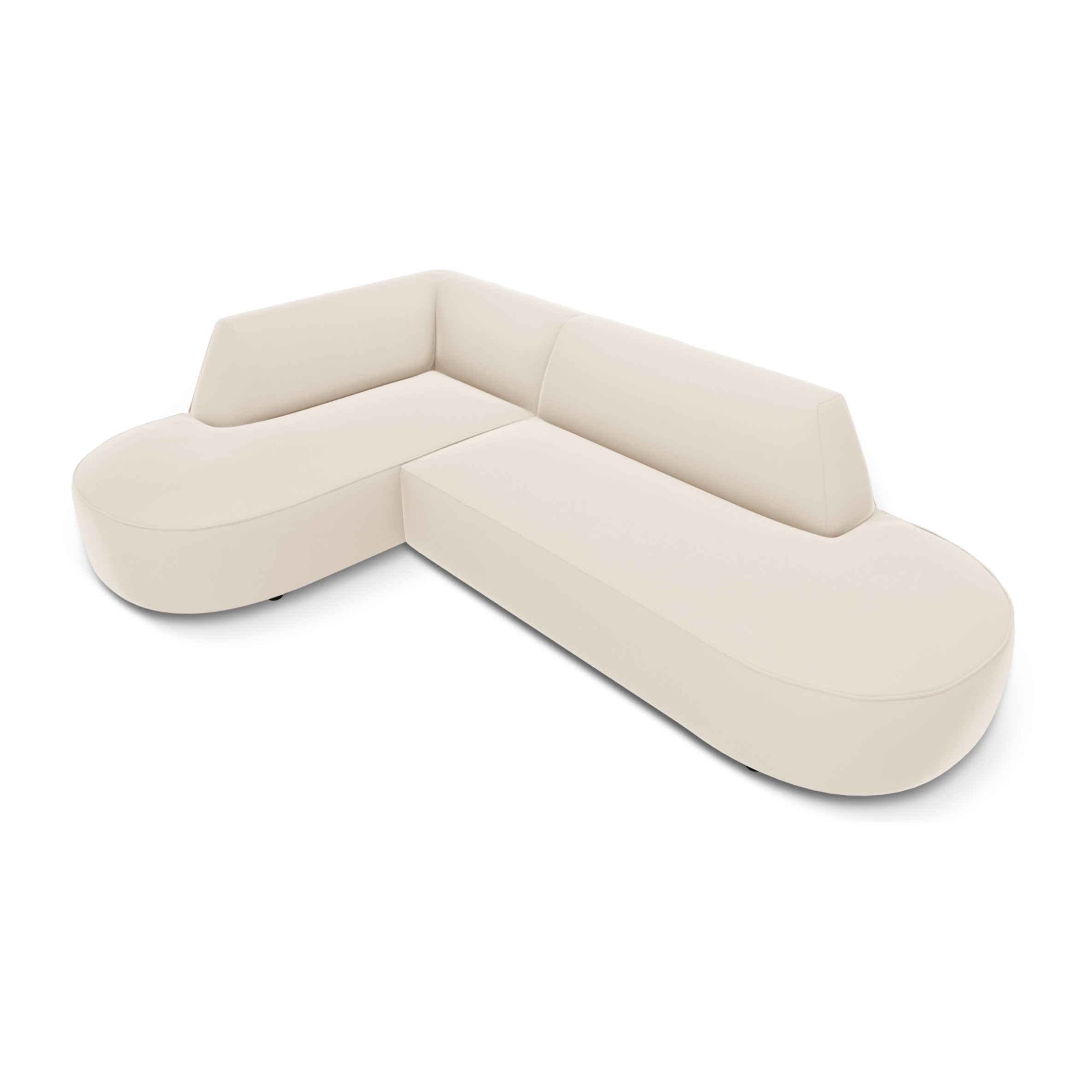 Canapé d'angle gauche "Charles" 4 places en velours beige