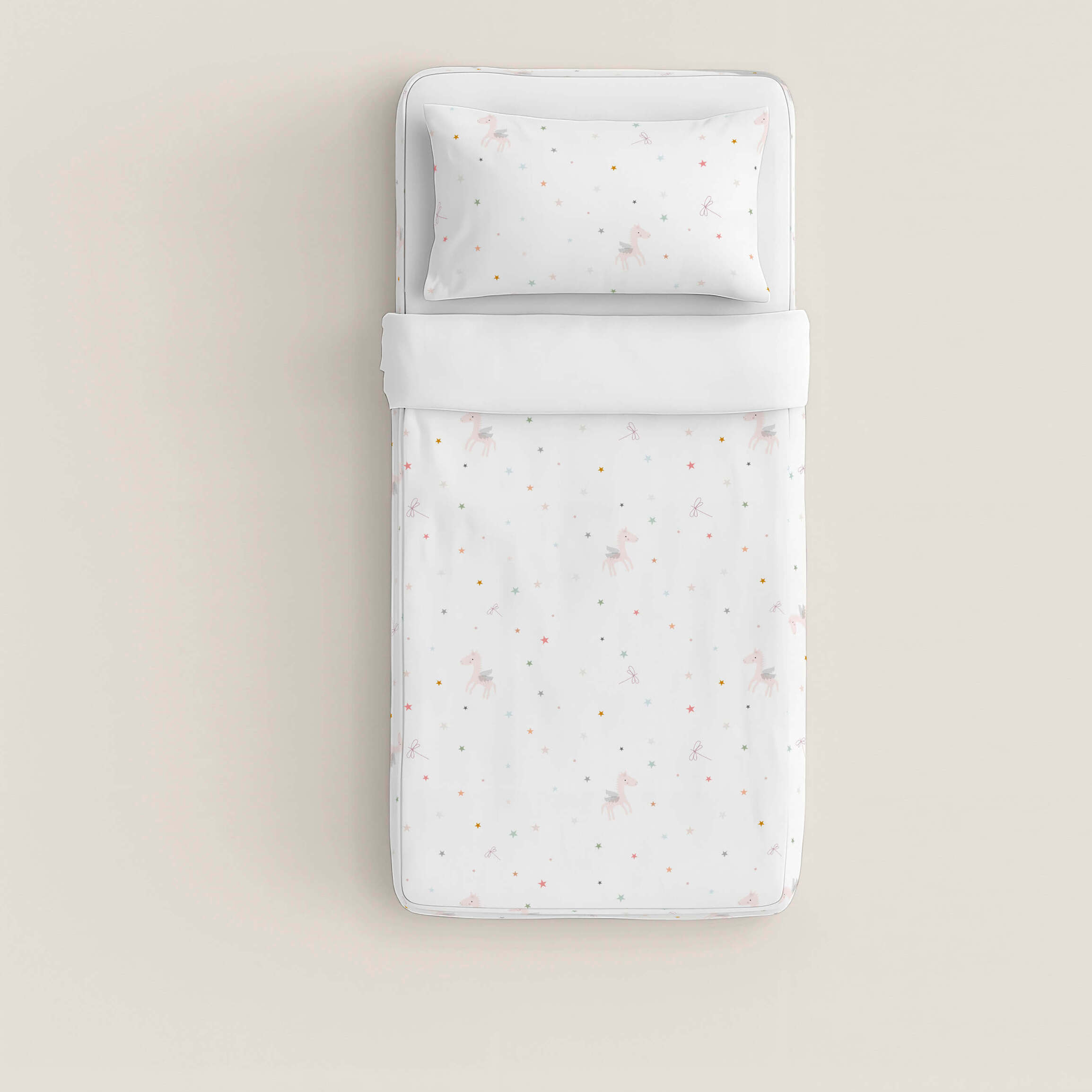 Saco Nórdico Estampado - Infantil - Con cremallera - Incluye 1 Funda de Almohada - 100% Algodón - Pegaso Mágico