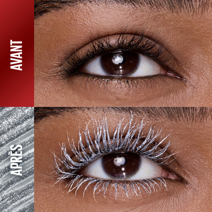 Maybelline New York Mascara Waterproof Cil Sensational Sky High Silver Chrome effet chromé argenté volume et longueur illimitée,