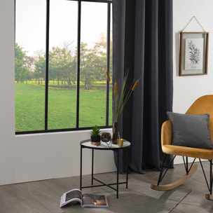 Rideau occultant "Feuilles" - gris foncé - 140x260 cm