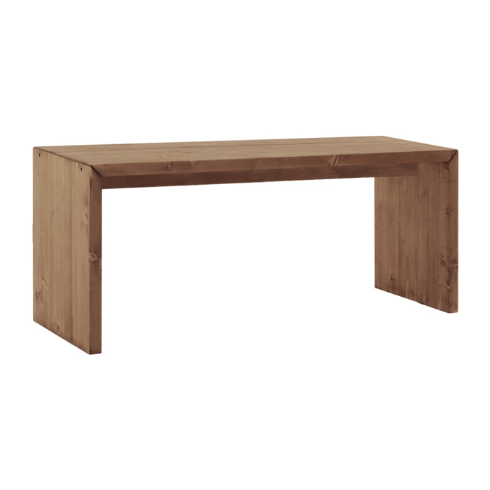 Mesa de centro de madera maciza en tono nogal de 109,4x45x35cm Alto: 45 Largo: 109.4 Ancho: 35