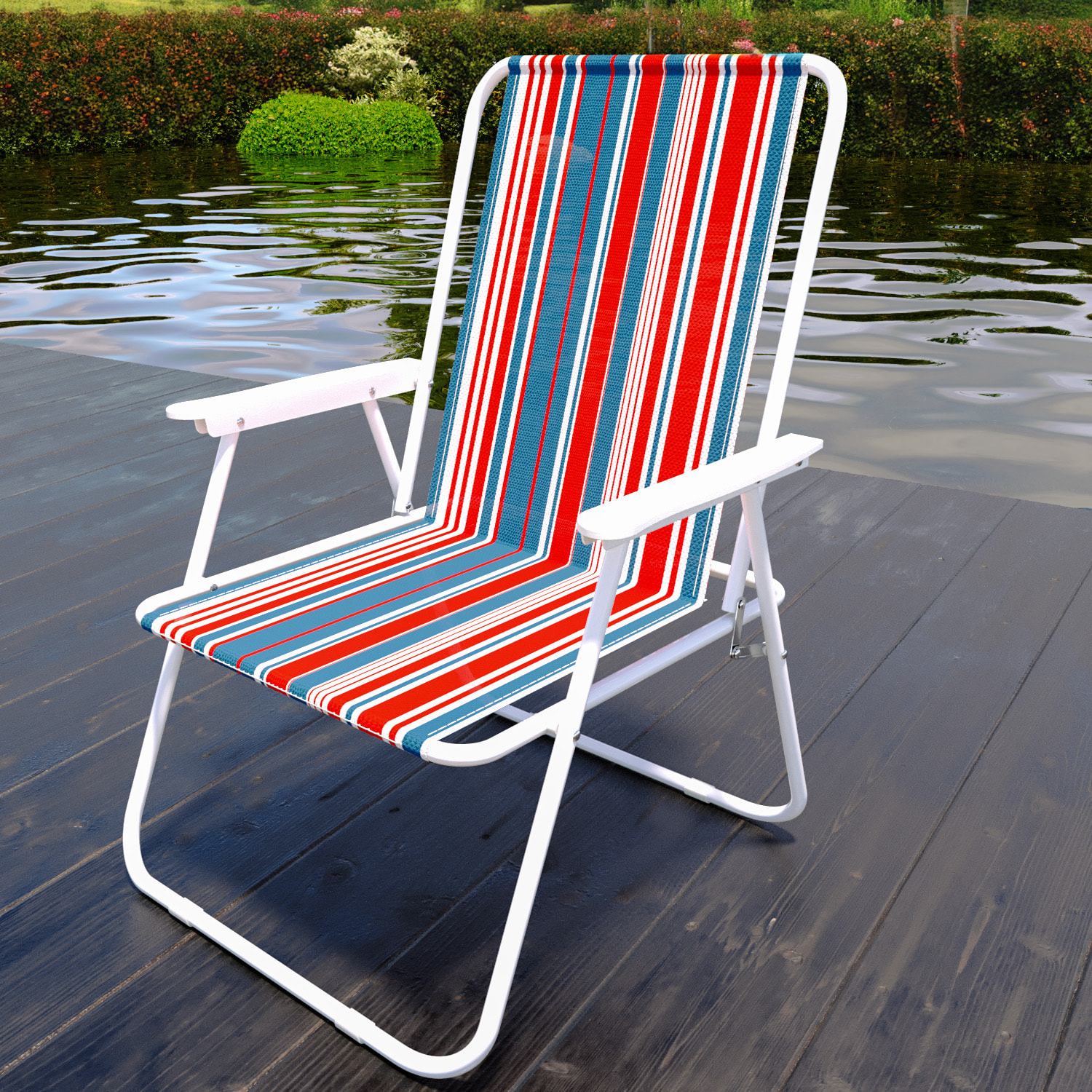 Sedia Pieghevole Da Spiaggia Campeggio Camping Leggera E Resistente In Metallo In Tessuto Oxford 600D Con Braccioli Seggiola Multicolore Rosso Blu