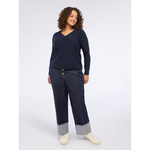 Fiorella Rubino - Jeans cortos con dobladillo grande - Azul