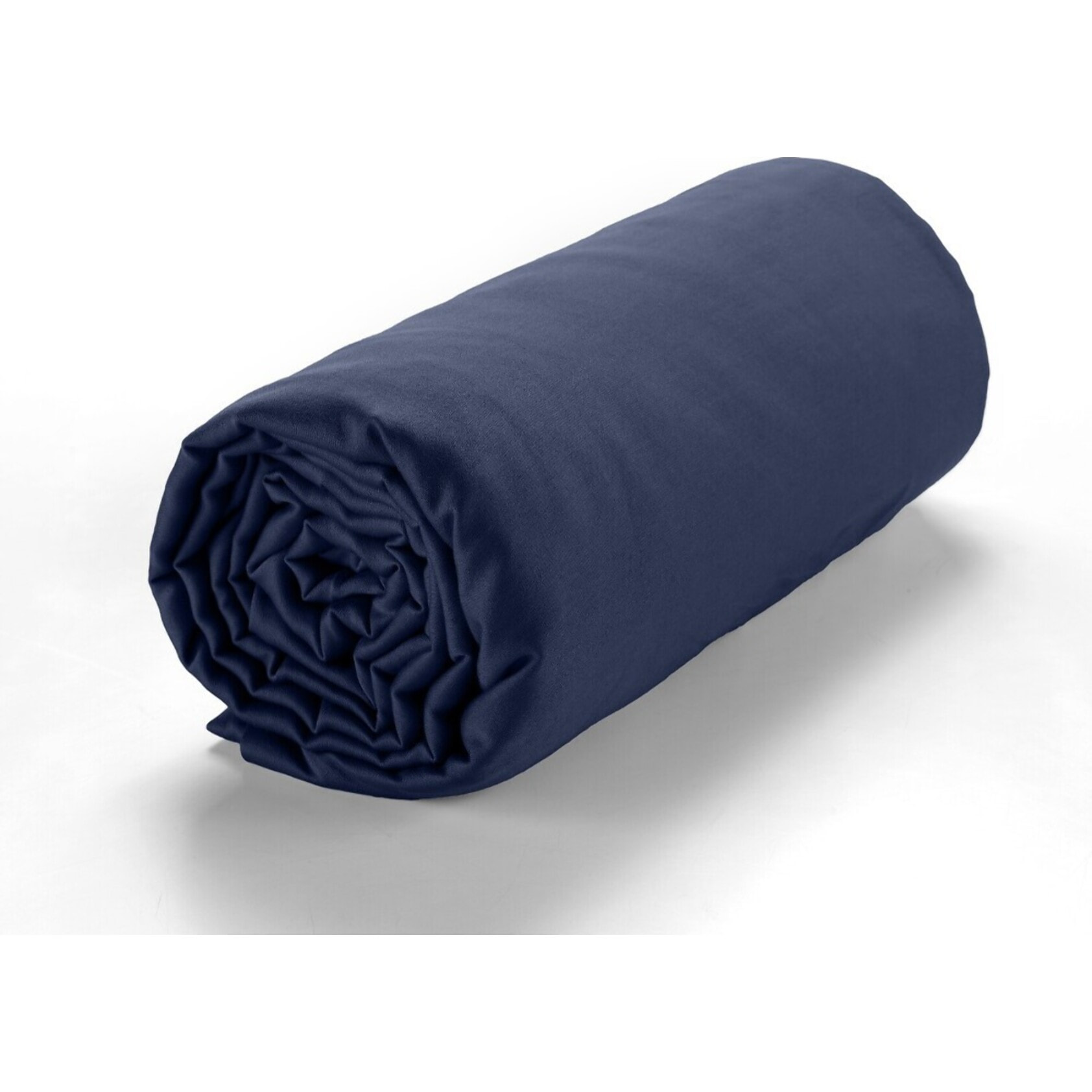 Drap Housse - Bonnet:30cm 100% Satin De Coton lavé 105 Fils Bleu Marine