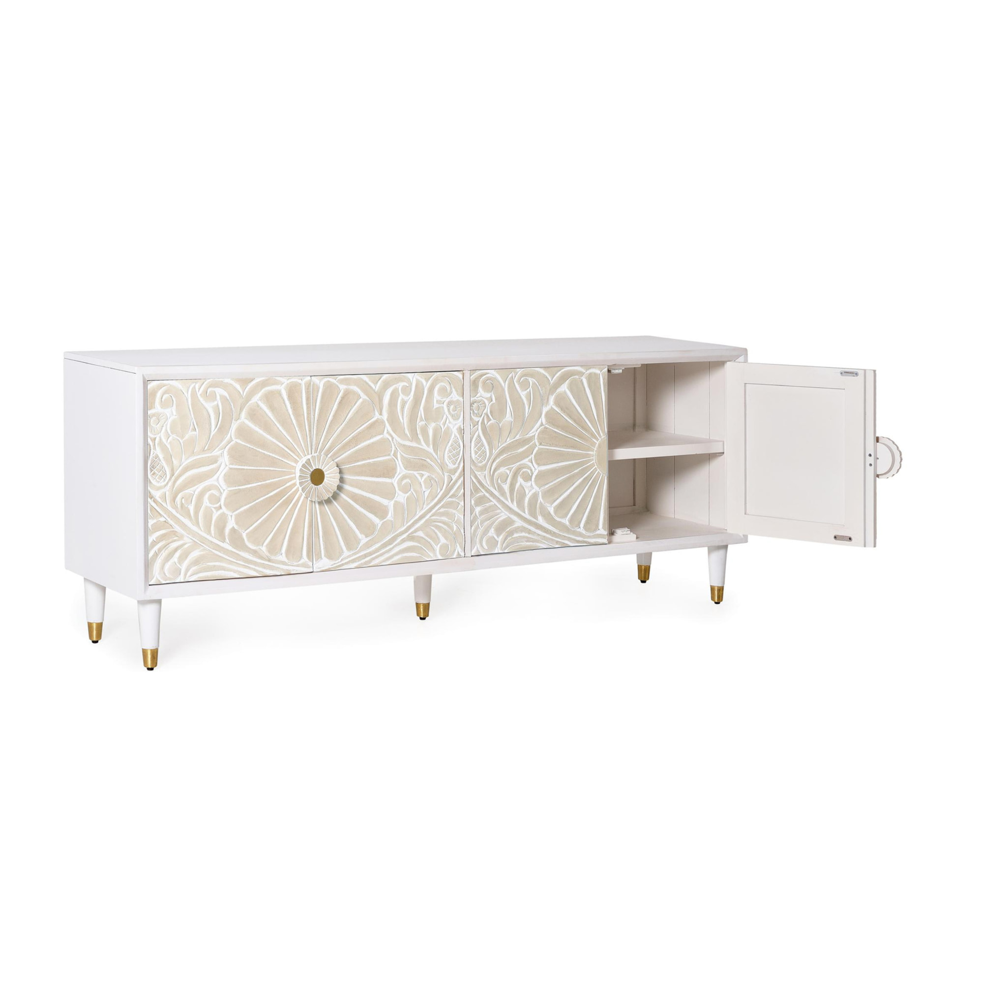 Mueble TV de Madera de Mango 170 Cm Estilo Mediterráneo Moderno