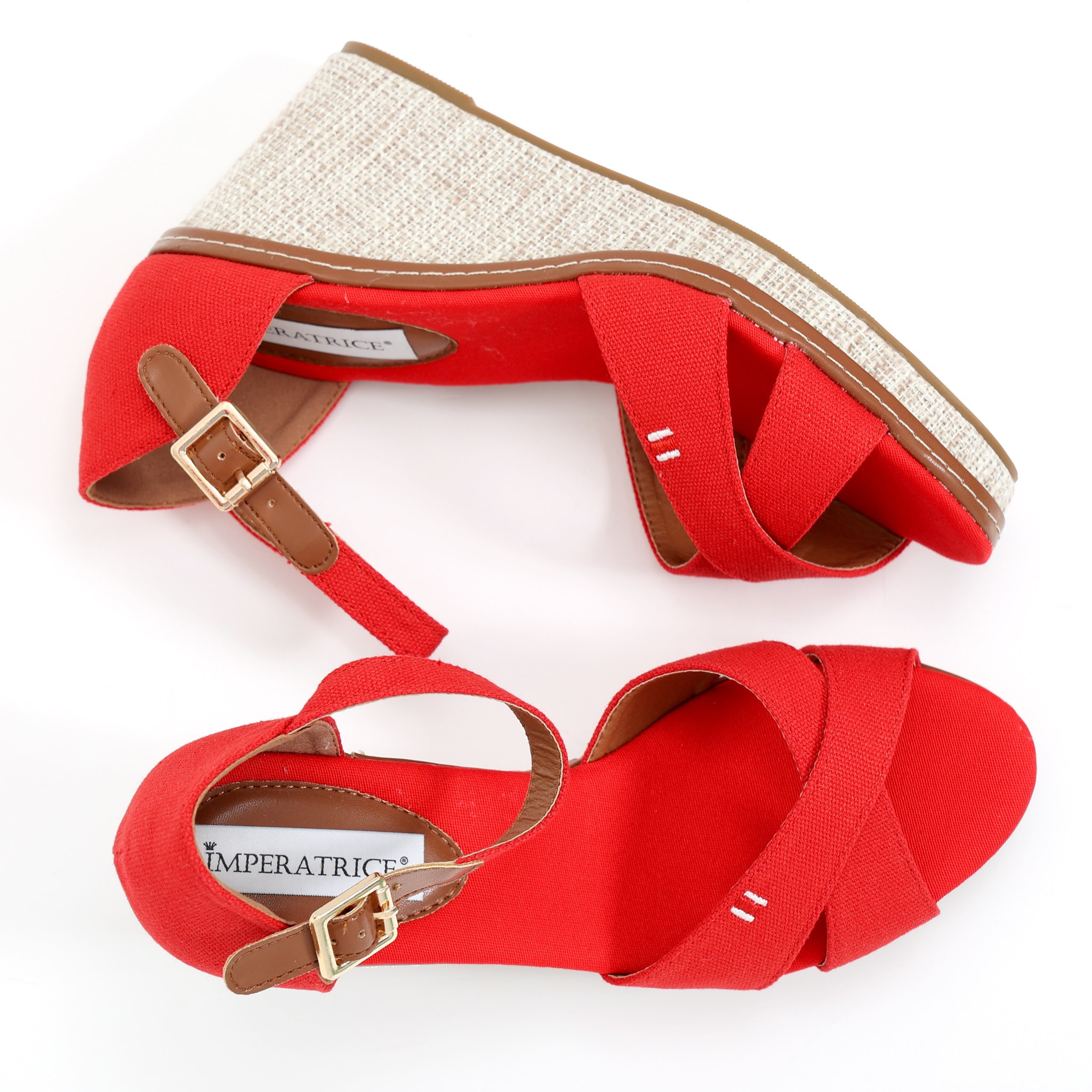 Sandali in tessuto con zeppa