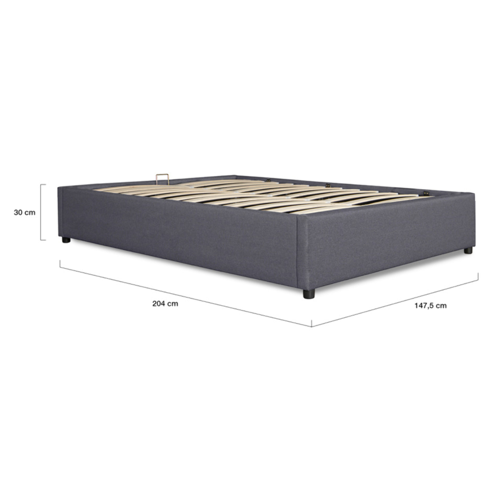Lit coffre Otto en tissu gris avec sommier 140x190cm