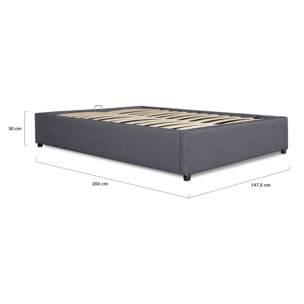 Lit coffre Otto en tissu gris avec sommier 140x190cm