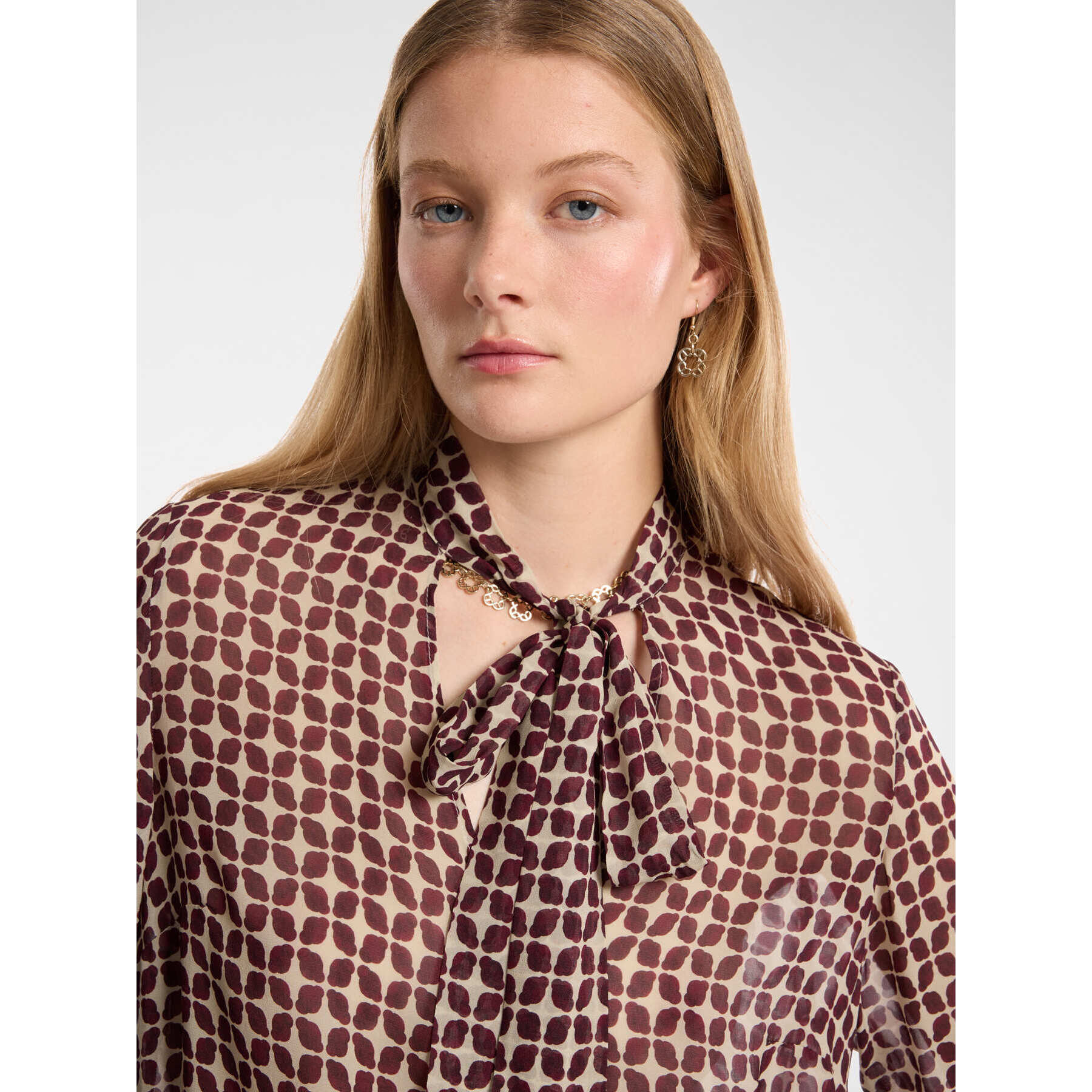 Elena Mirò - Blusa estampada con fajín - Burgundy