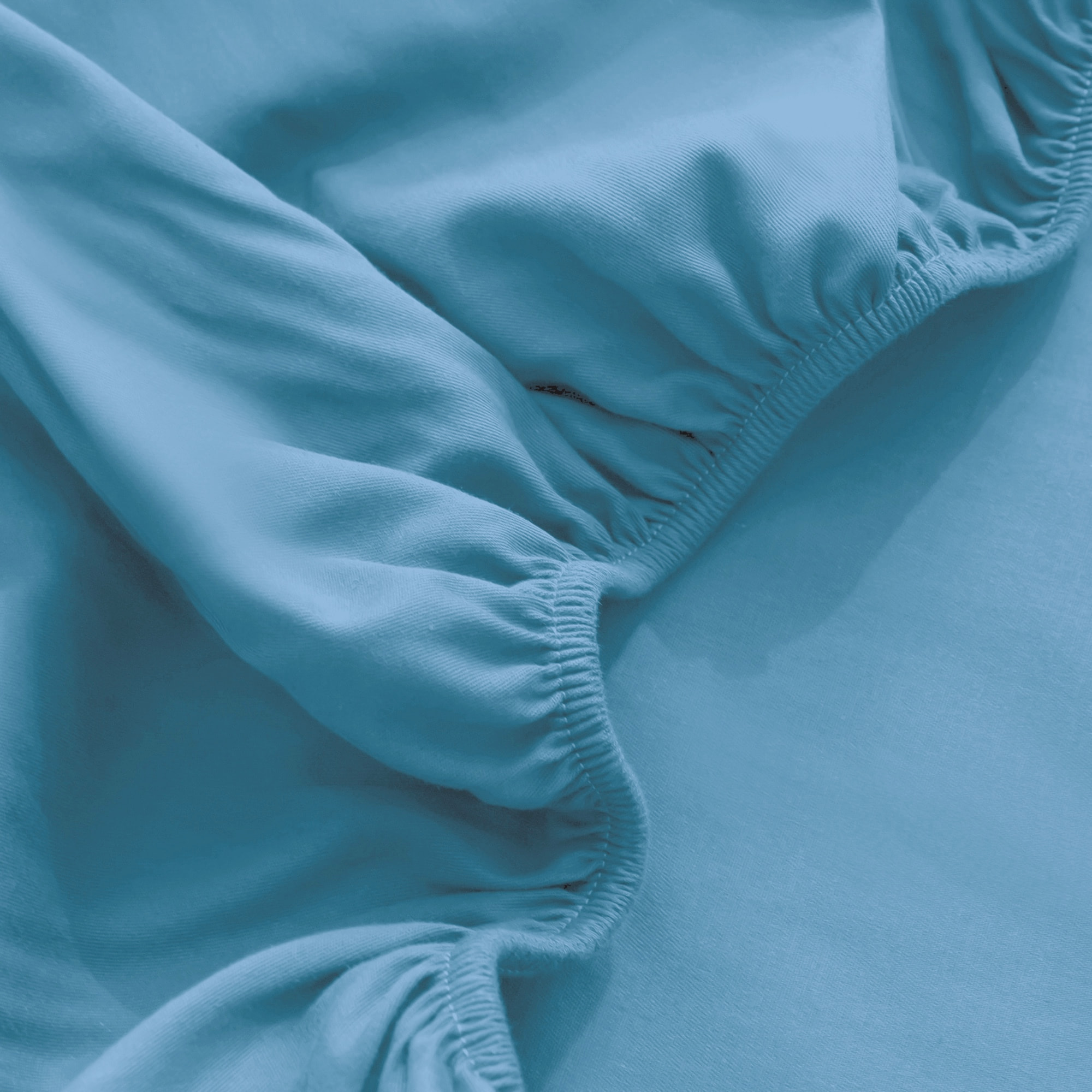 LENZUOLO SOTTO CON ANGOLI PER LETTO MATRIMONIALE IN JERSEY DI COTONE AZZURRO