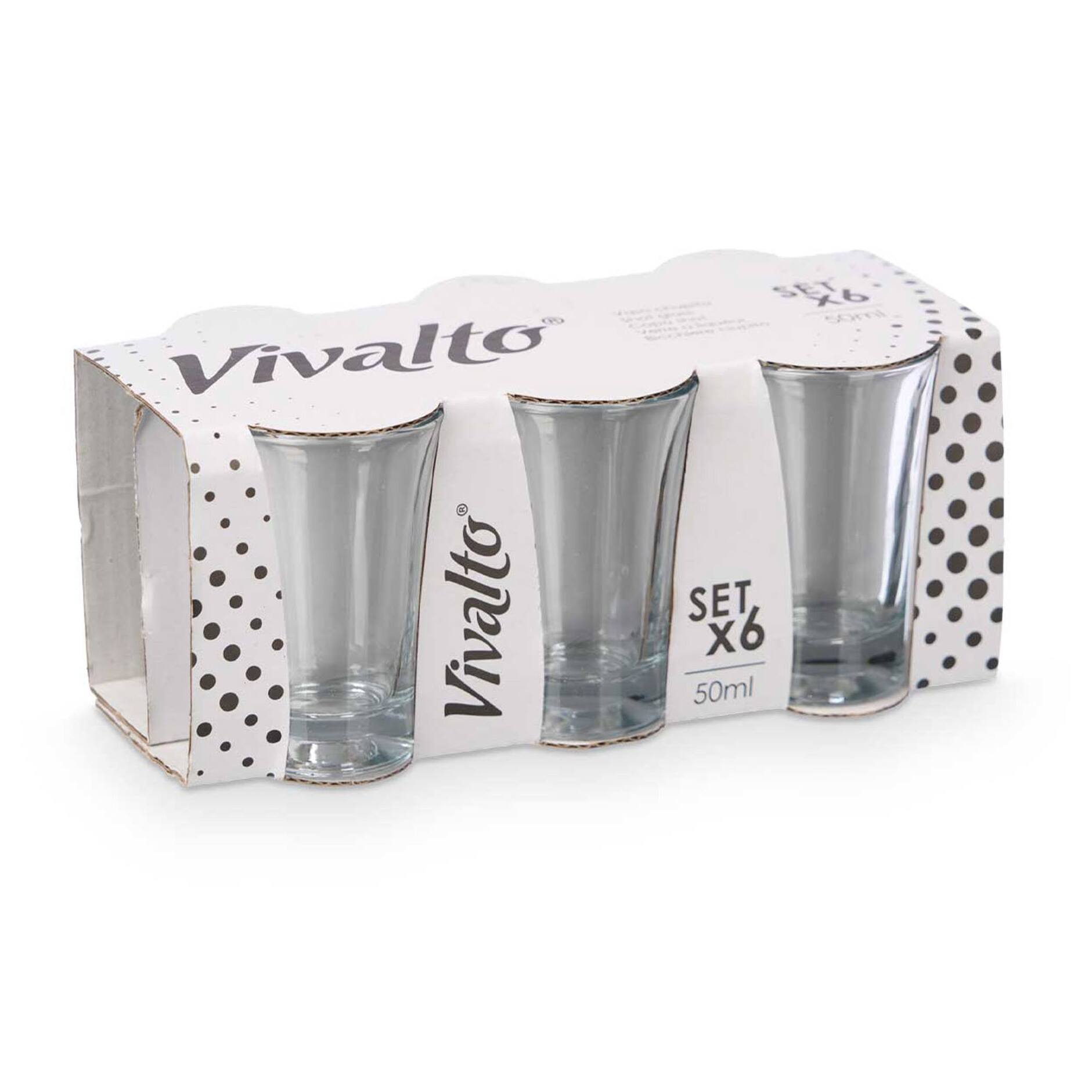 Set 6 vasos chupito 50 ml colección vivalto