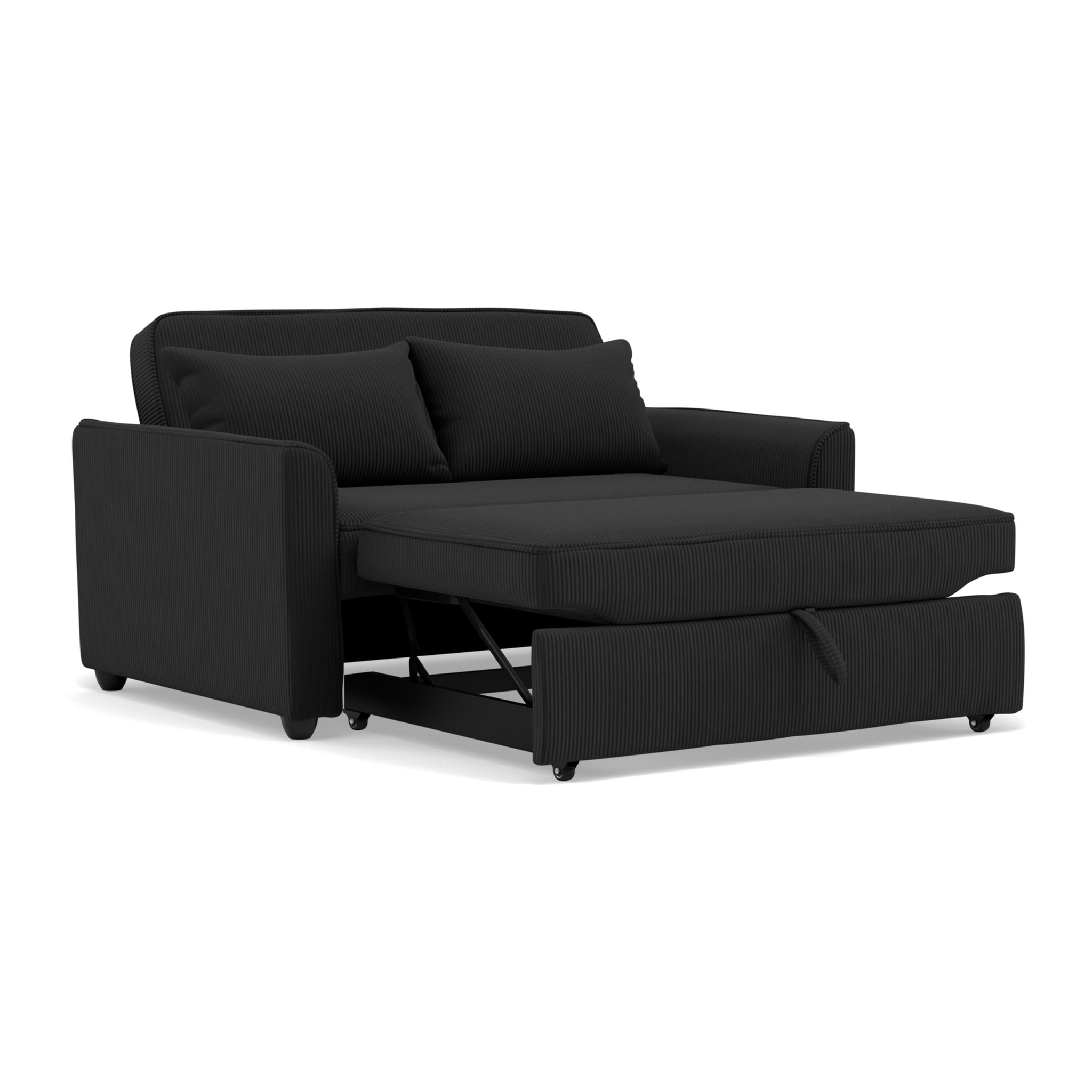 Ernest - Canapé droit 2 places convertible en velours côtelé - Noir