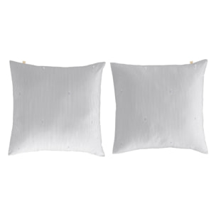 2 Fundas de almohada 50x50 cm gris ZAIDIN - 100% algodón -
