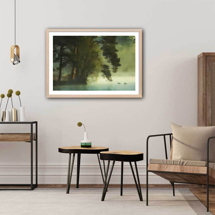 Affiche paysage marais neerlandais Affiche + cadre en bois - Chêne