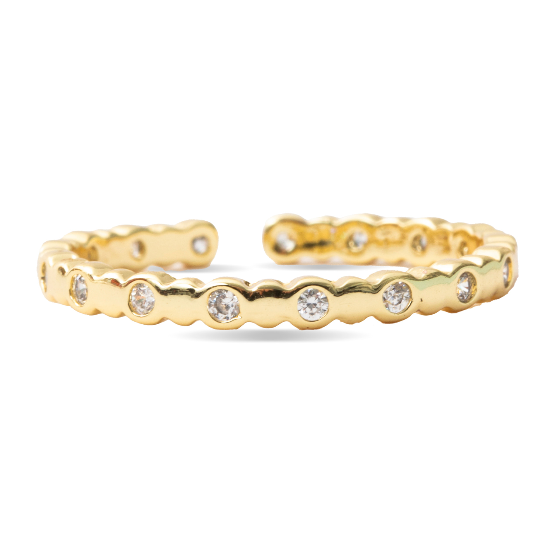 Anillo de Circonita brillante acabado en oro amarillo de 18k