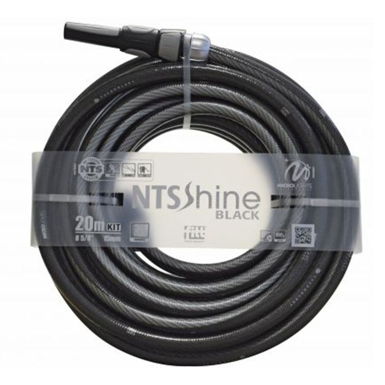 KIT MANGUERA NTS SHINE BLACK 15mmx20 m