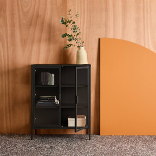 Armoire vitrine acier et verre trempé 2 portes 80cm ARKANSAS