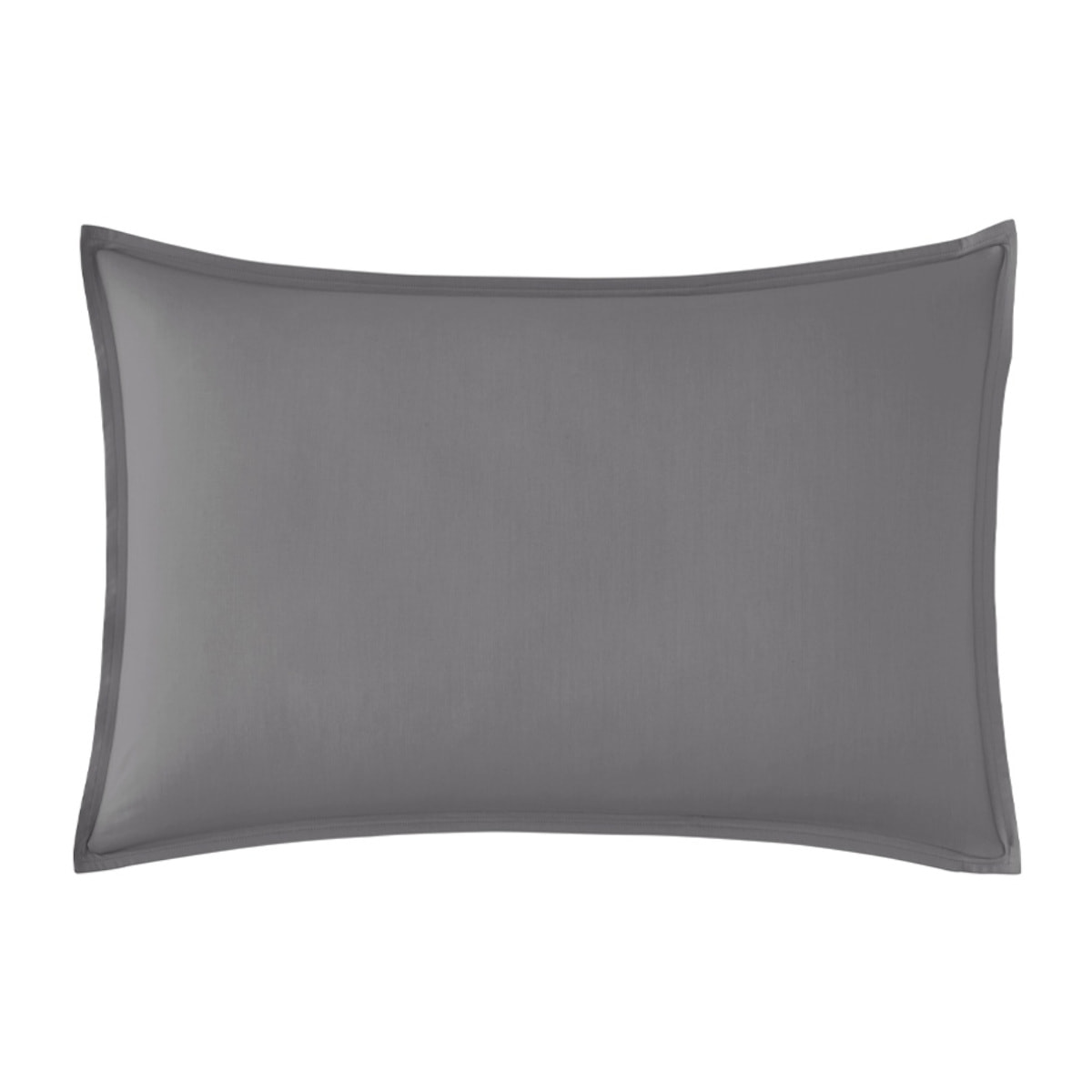 Taie d'oreiller unie en percale de coton, PREMIÈRE, Gris Basalte