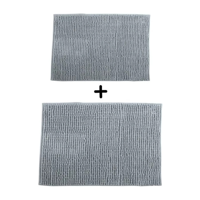 Lot de 2 Tapis de bain Microfibre CHENILLE Gris clair 40x60 et 60x90cm MSV