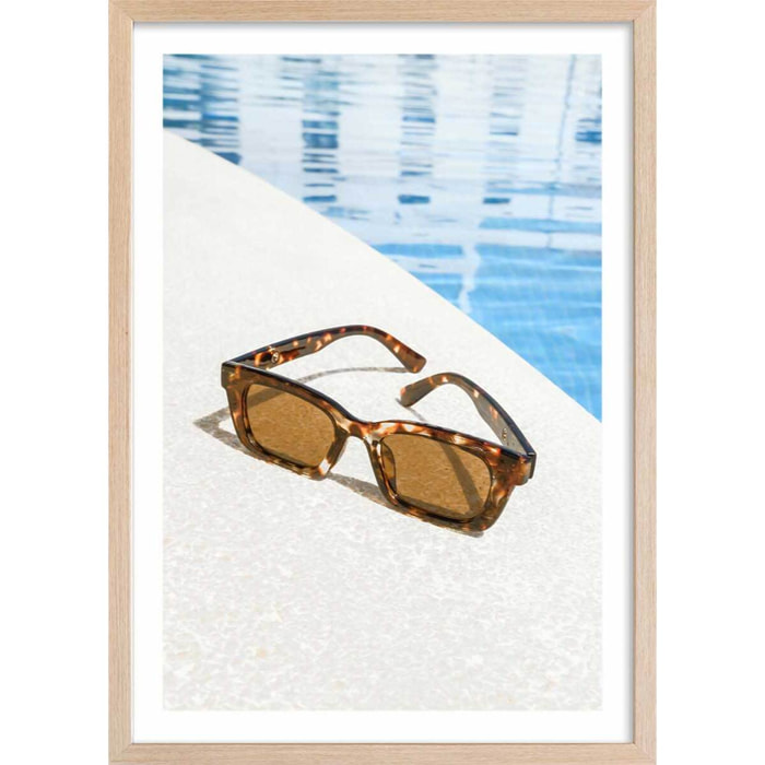 Poster lunette au bord de l'eau Affiche + cadre en bois - Chêne