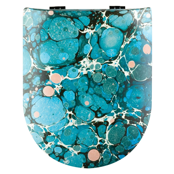 Abattant wood slim avec descente assistée au style pierre précieuse - Bleu