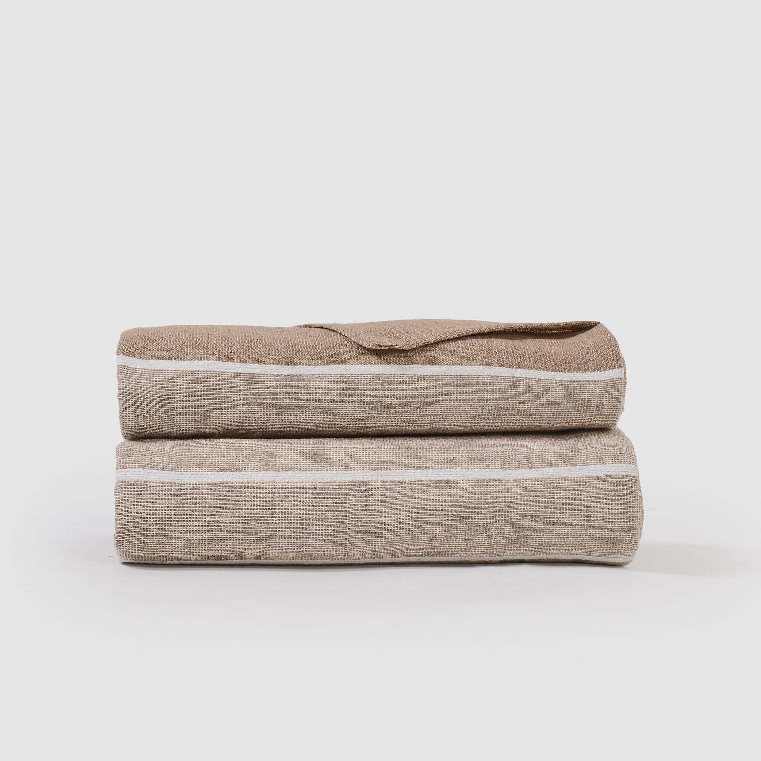 Pouf multiuso a righe larghe beige/sabbia
