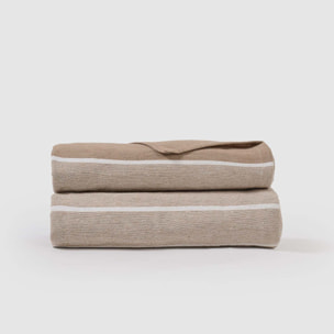 Pouf multiuso a righe larghe beige/sabbia