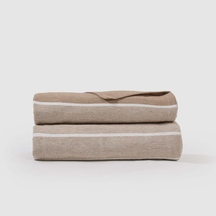 Pouf multiuso a righe larghe beige/sabbia