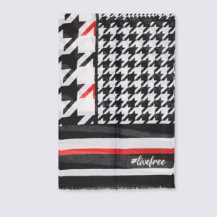 Fiorella Rubino - Foulard lungo con stampa pied-de-poule - Nero