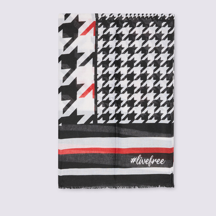 Fiorella Rubino - Foulard lungo con stampa pied-de-poule - Nero