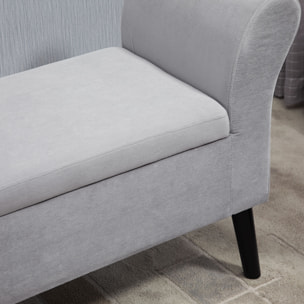 Baúl de Almacenaje para Dormitorio Banco de Almacenamiento con Tapa Abatible Reposabrazos y Patas de Madera para Salón 111,5x41x65 cm Gris Claro