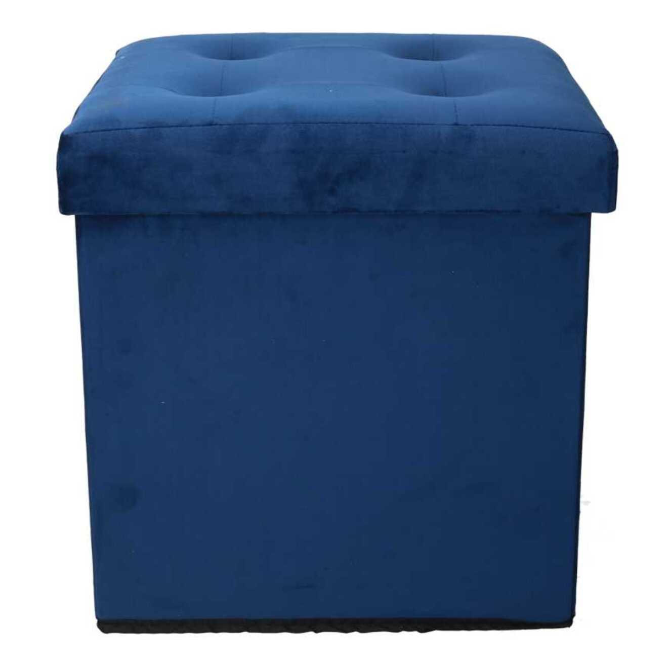 Pouf pieghevole Vacchetti in velluto blu cm38x38h38