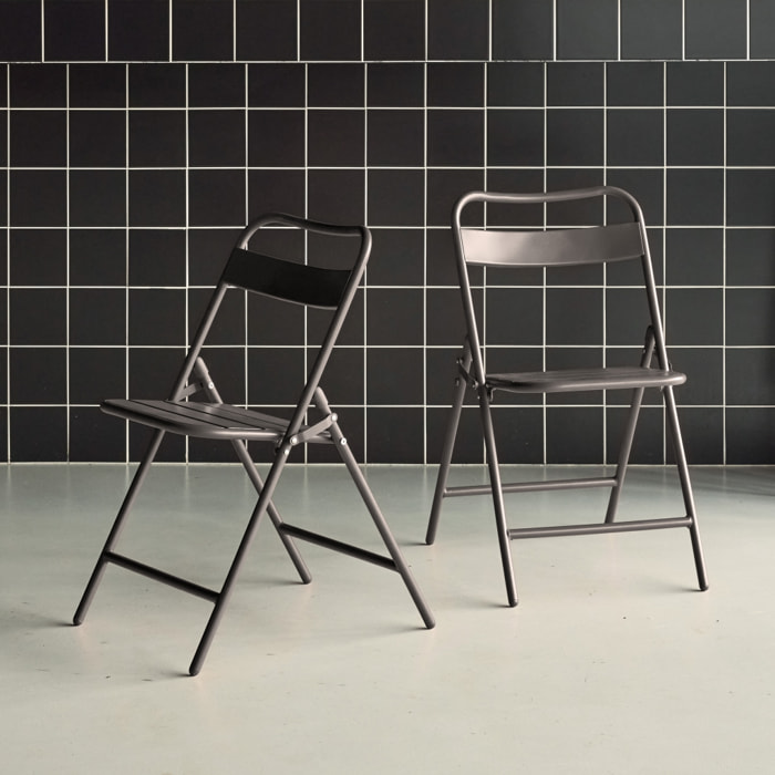 Chaise de jardin pliante acier (lot de 2) AMÉLIA