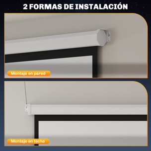 Pantalla de Proyector Manual 120 Pulgadas Pantalla de Proyección Portátil Formato 1:1 Ángulo de Visión de 160° para Interior y Exterior Cine en Casa Patio 207x207 cm Blanco