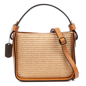 Baschi Bolso de mano Mujer. Fabricado en paja y piel auténtica Dollaro.
