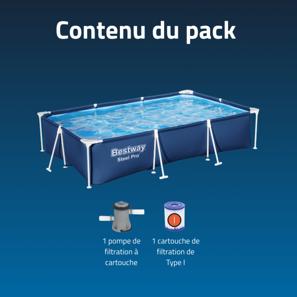 Bestway Piscine hors sol tubulaire rectangulaire Bestway Steel Pro 300 x 201 x 66 cm bleu