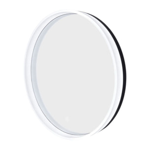 Miroir mural rond de 60 cm, avec éclairage LED et capteur, bord transparent lumineux, mémoire réglages (SATZFULED60)
