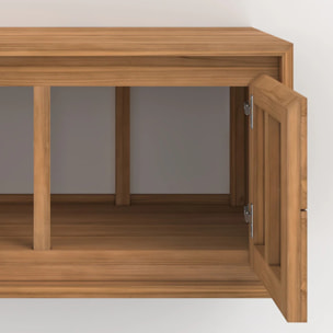 Meuble de salle de bain suspendu en bois de teck 90 cm - Hera