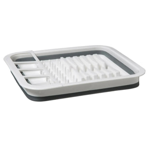 Égouttoir silicone rétractable gris et blanc